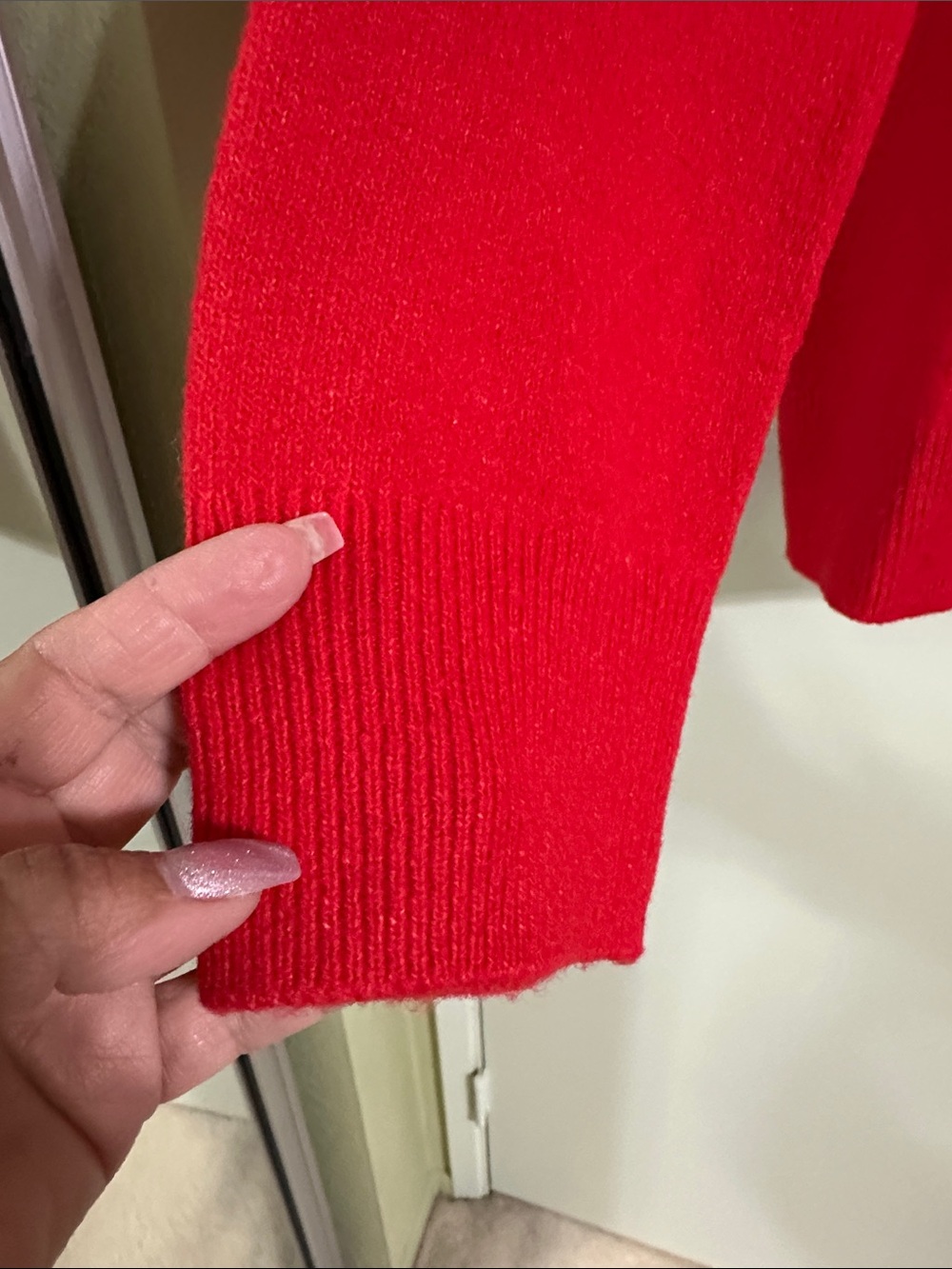 Red Crewneck Sweater with Fuzzy - Picture 3 of 5